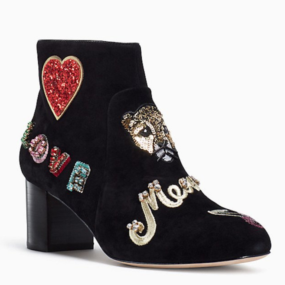 KATE SPADE Embroidered Suede Boots